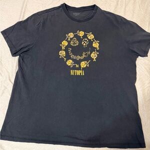All Saints Black Tee with Gold Graphic